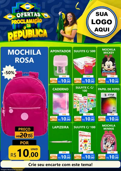 Modelo de Encarte para Encarte A4 Vertical com o tema Ofertas Proclamação da República para Papelaria