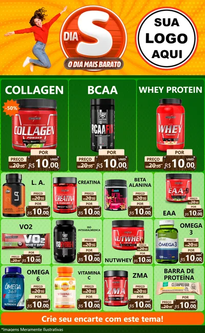Modelo de Encarte para Encarte Grande com o tema Dia S - O Dia Mais Barato para Suplementos alimentares
