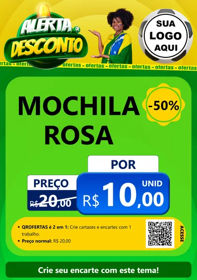 Modelo de Cartaz para Cartaz A4 Vertical com o tema Alerta de Desconto para Papelaria