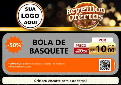 Modelo de Cartaz para Cartaz A4 Horizontal com o tema Réveillon de Ofertas para Artigos Esportivos