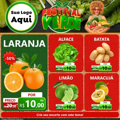Modelo de Rede Social para Feed Facebook com o tema Festival Verde para Hortifrúti