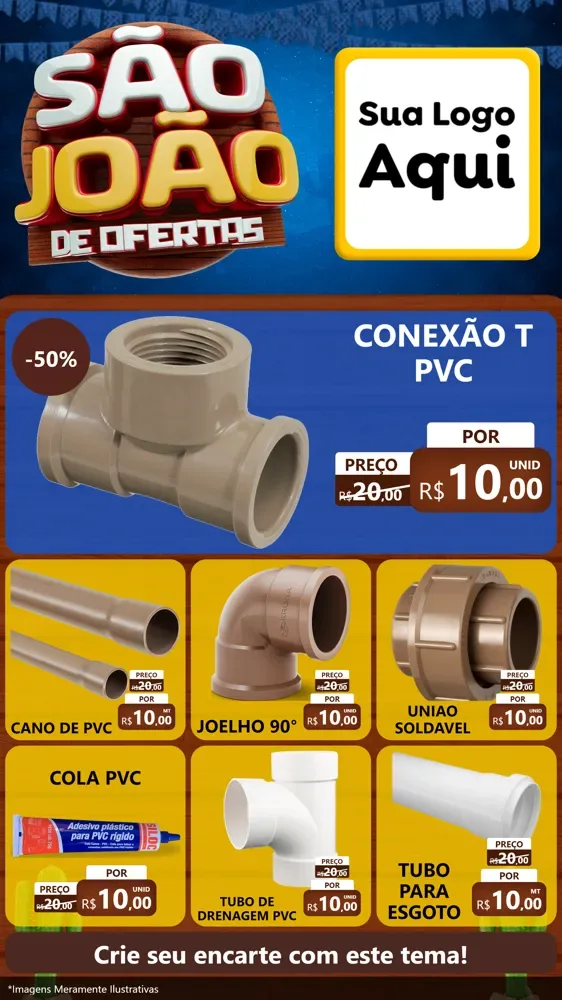 Modelo de Rede Social para Stories com o tema São João Ofertas Imbatíveis! - Junina para Tubos e conexões