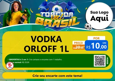 Modelo de Cartaz para Cartaz A4 Horizontal com o tema Torcida Vai Brasil - Copa para Distribuidora de bebidas