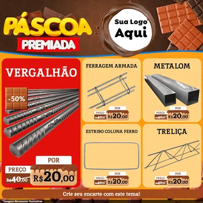 Modelo de Rede Social para Feed Facebook com o tema Páscoa Premiada para Ferragens
