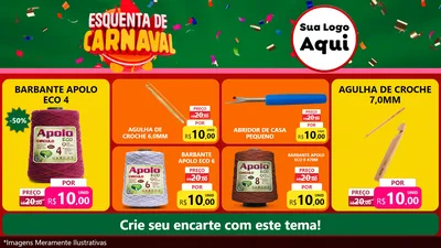 Modelo de TV para TV Horizontal com o tema Esquenta de Carnaval para Armarinho e Aviamentos