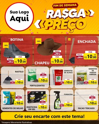 Modelo de Rede Social para Feed Instagram com o tema Fim de Semana Rasga Preços para Agropecuária