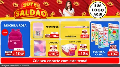 Modelo de TV para TV Horizontal com o tema Super Saldão para Papelaria