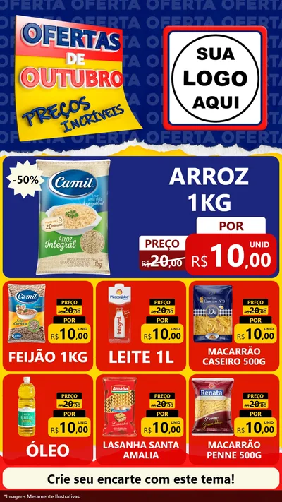 Modelo de Rede Social para Stories com o tema Ofertas de Outubro - Preços Incríveis para Supermercado