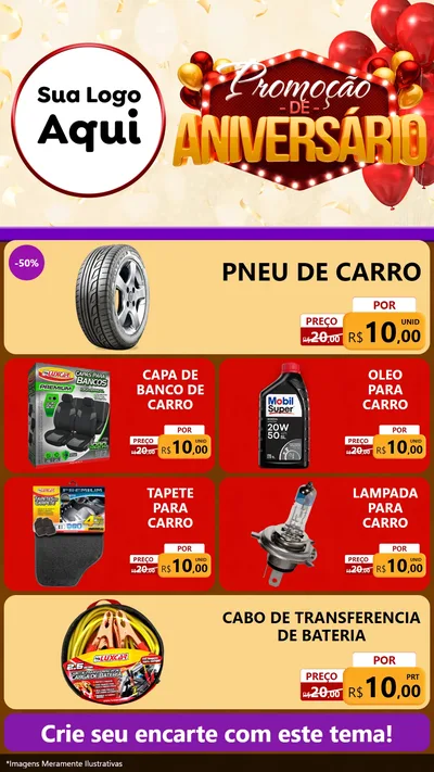 Modelo de TV para TV Vertical com o tema Promoção de Aniversário para Auto peças