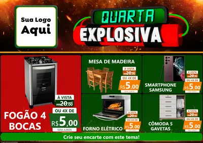 Modelo de Encarte para Encarte A4 Horizontal com o tema Quarta Explosiva para Móveis e Eletro