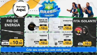 Modelo de TV para TV Horizontal com o tema Brasil Torcida - Copa para Materiais Elétricos