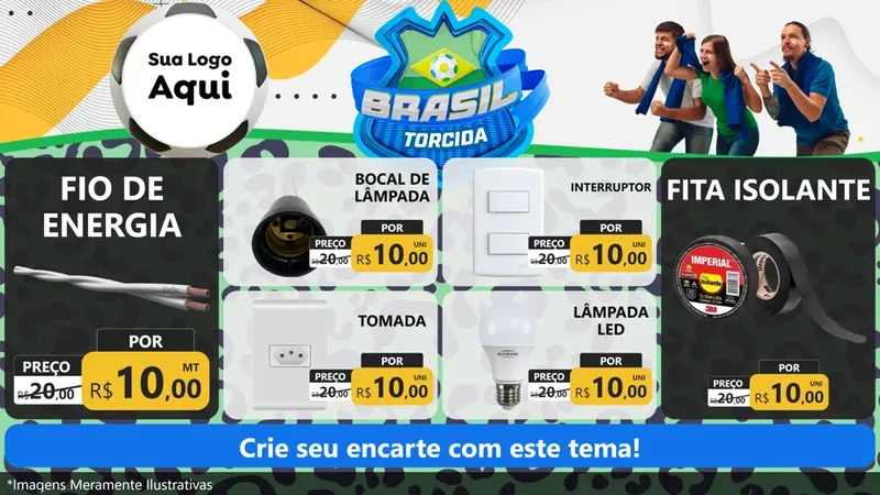 Modelo de TV para TV Horizontal com o tema Brasil Torcida - Copa para Materiais Elétricos