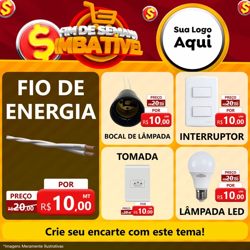 Modelo de Rede Social para Feed Facebook com o tema Fim de Semana Imbatível para Materiais Elétricos