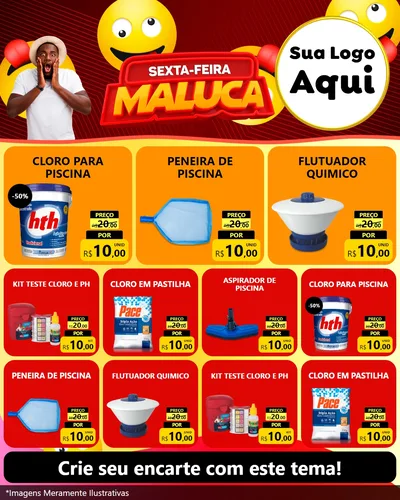 Modelo de Rede Social para Feed Instagram com o tema Sexta-feira Maluca para Produtos para Piscina