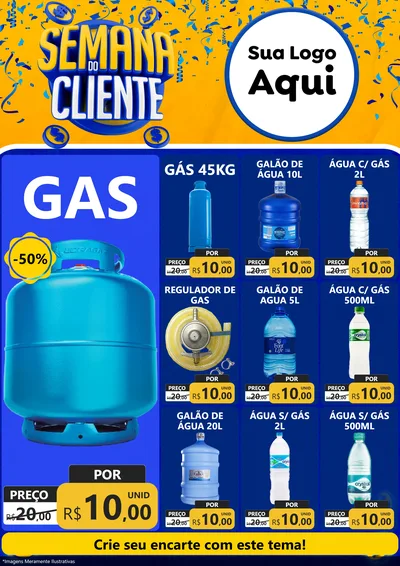 Modelo de Encarte para Encarte A4 Vertical com o tema Semana do Cliente para Água e gás