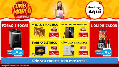 Modelo de TV para TV Horizontal com o tema Comece Março Economizando para Móveis e Eletro