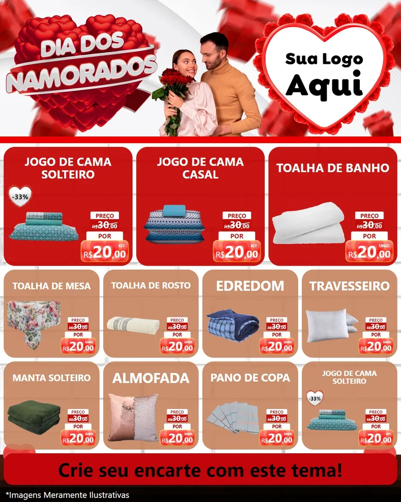 Modelo de Rede Social para Feed Instagram com o tema Dia dos Namorados para Cama, Mesa e Banho