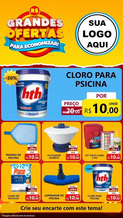 Modelo de Rede Social para Stories com o tema Grandes Ofertas Para Economizar! para Produtos para Piscina
