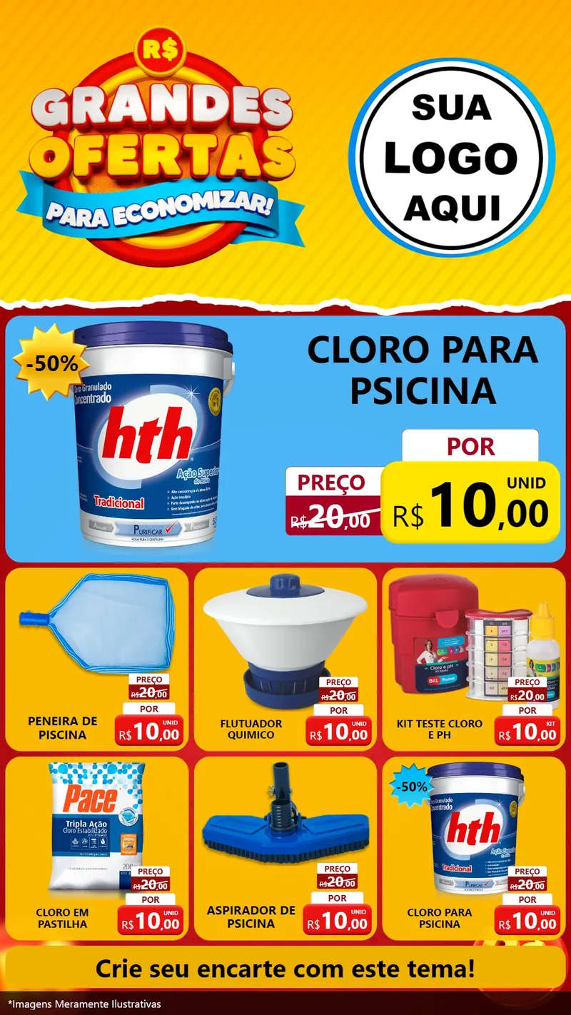 Modelo de Rede Social para Stories com o tema Grandes Ofertas Para Economizar! para Produtos para Piscina