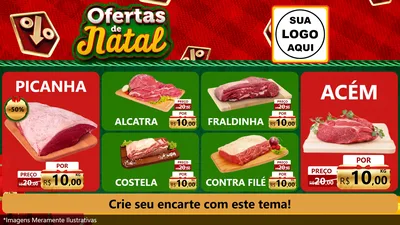 Modelo de TV para TV Horizontal com o tema Ofertas de Natal para Açougue