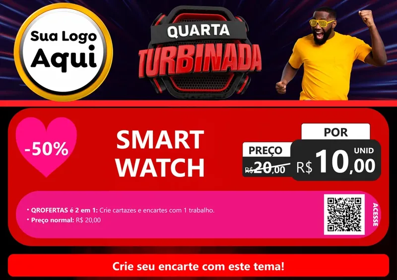 Modelo de Cartaz para Cartaz A4 Horizontal com o tema Quarta Turbinada para Informática