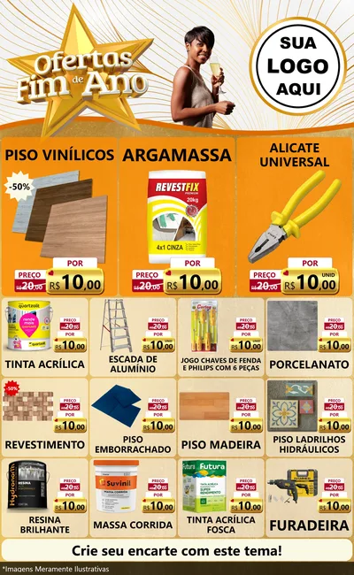 Modelo de Encarte para Encarte Grande com o tema Ofertas Fim de Ano para Material para Construção