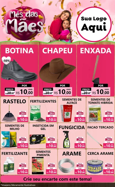 Modelo de Encarte para Encarte Grande com o tema Mês das Mães para Agropecuária