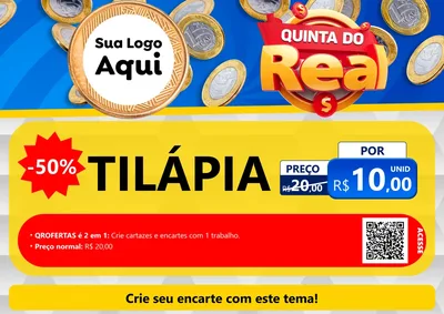 Modelo de Cartaz para Cartaz A4 Horizontal com o tema Quinta do Real para Peixaria