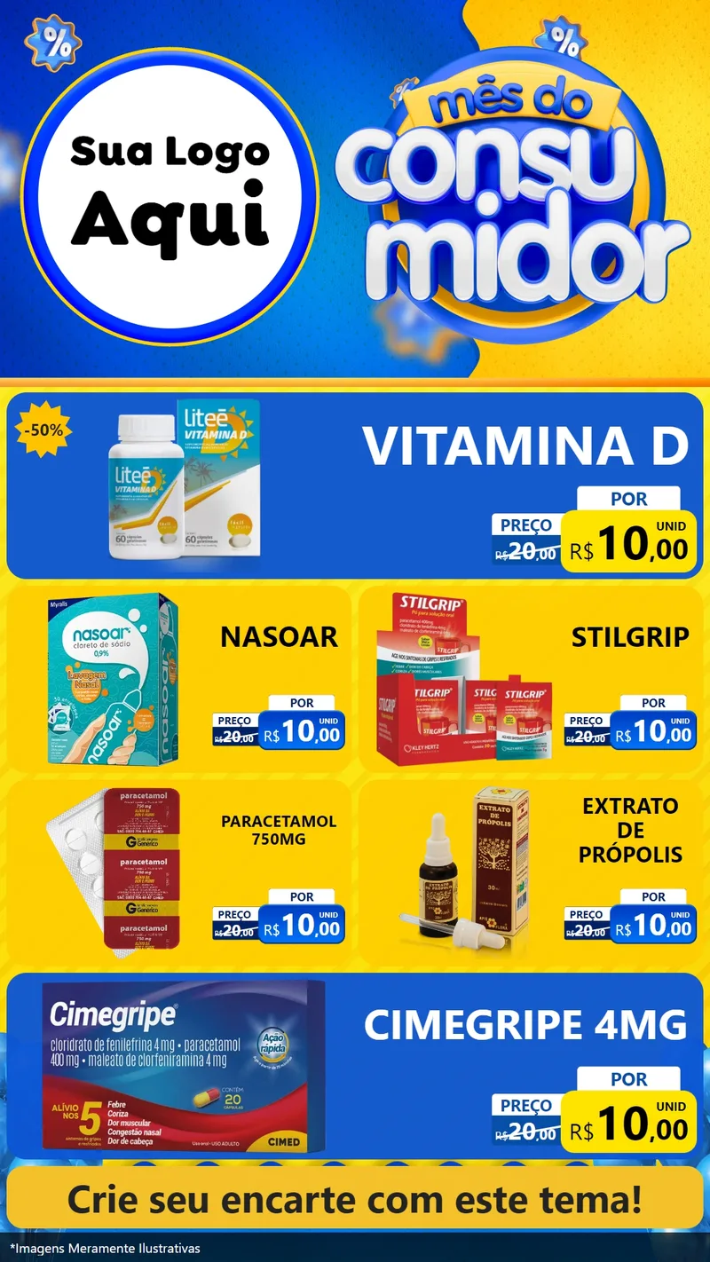 Modelo de TV para TV Vertical com o tema Mês do Consumidor para Farmácia