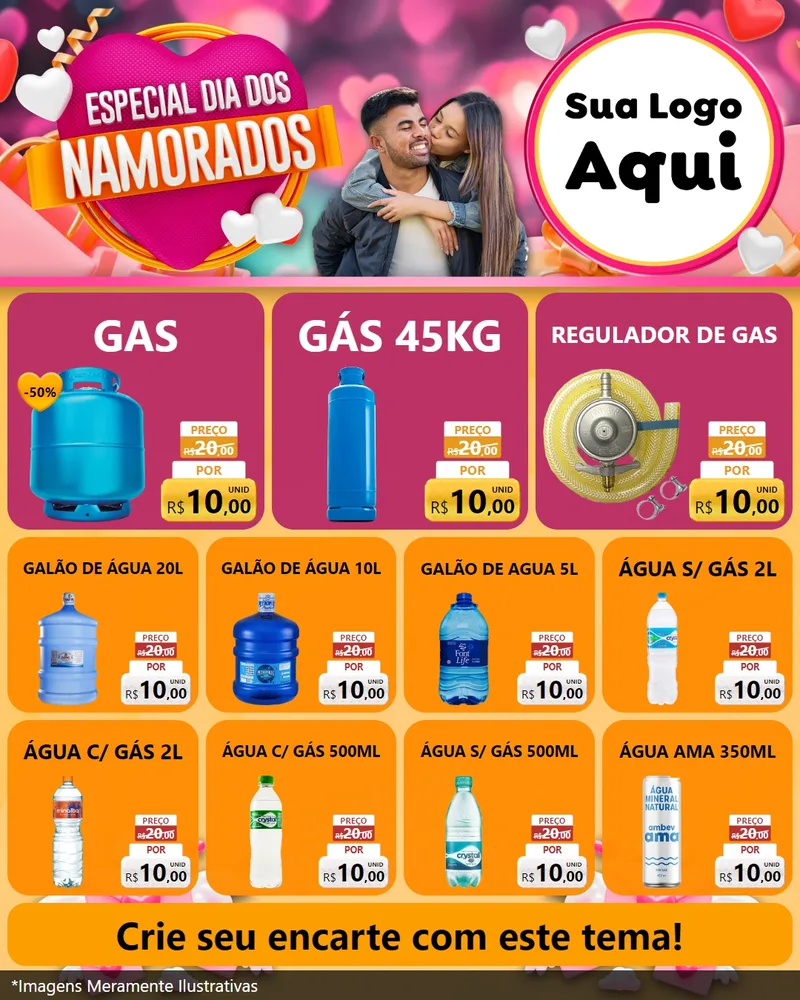 Modelo de Rede Social para Feed Instagram com o tema Especial Dia dos Namorados para Água e gás