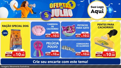 Modelo de TV para TV Horizontal com o tema Ofertas de Julho para Pet Shop