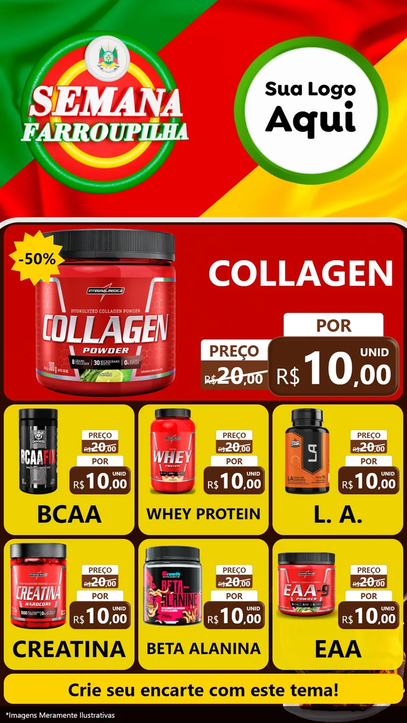Modelo de Rede Social para Stories com o tema Semana Farroupilha para Suplementos alimentares