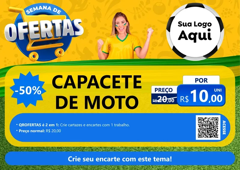 Modelo de Cartaz para Cartaz A4 Horizontal com o tema Semana de Ofertas - Copa para Moto peças