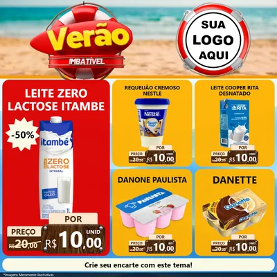 Modelo de Rede Social para Feed Facebook com o tema Verão Imbatível para Frios e Laticínios