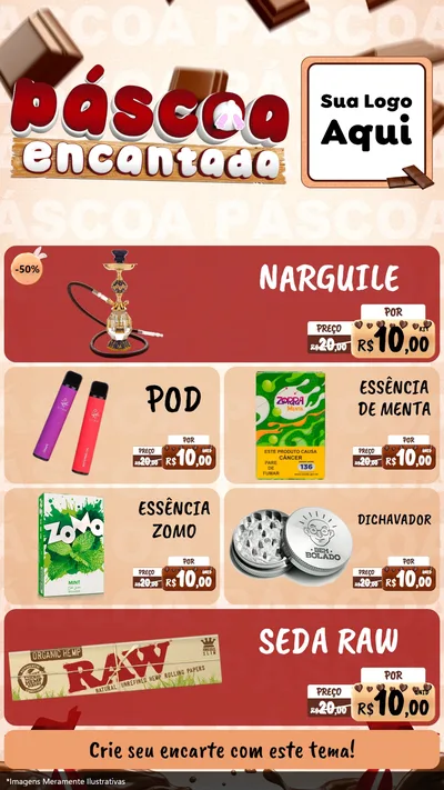 Modelo de TV para TV Vertical com o tema Páscoa Encantada para Tabacaria