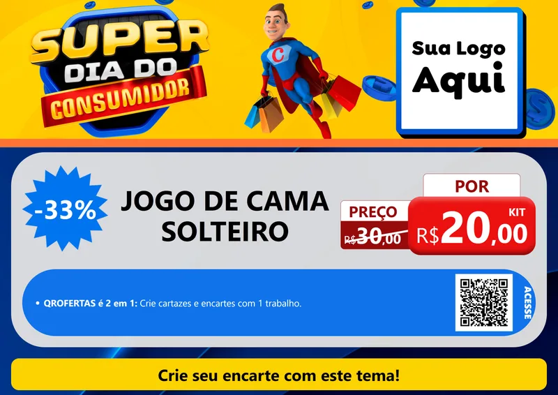 Modelo de Cartaz para Cartaz A4 Horizontal com o tema Super Dia do Consumidor para Cama, Mesa e Banho