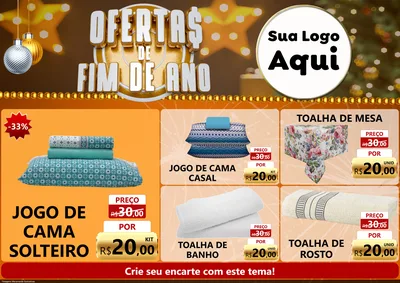 Modelo de Encarte para Encarte A4 Horizontal com o tema Ofertas de Fim de Ano para Cama, Mesa e Banho