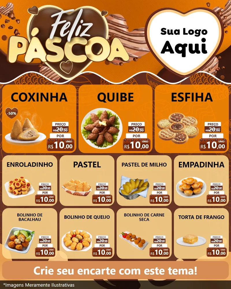 Modelo de Rede Social para Feed Instagram com o tema Feliz Páscoa para Salgadaria