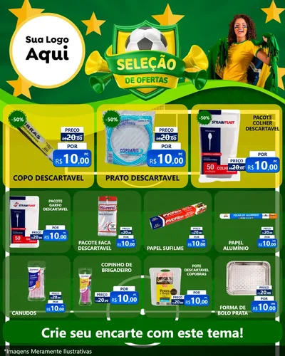 Modelo de Rede Social para Feed Instagram com o tema Seleção de Ofertas - Copa para Embalagens