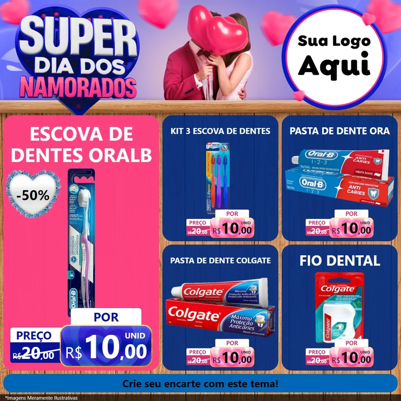 Modelo de Rede Social para Feed Facebook com o tema Super Dia dos Namorados para Higiene Pessoal