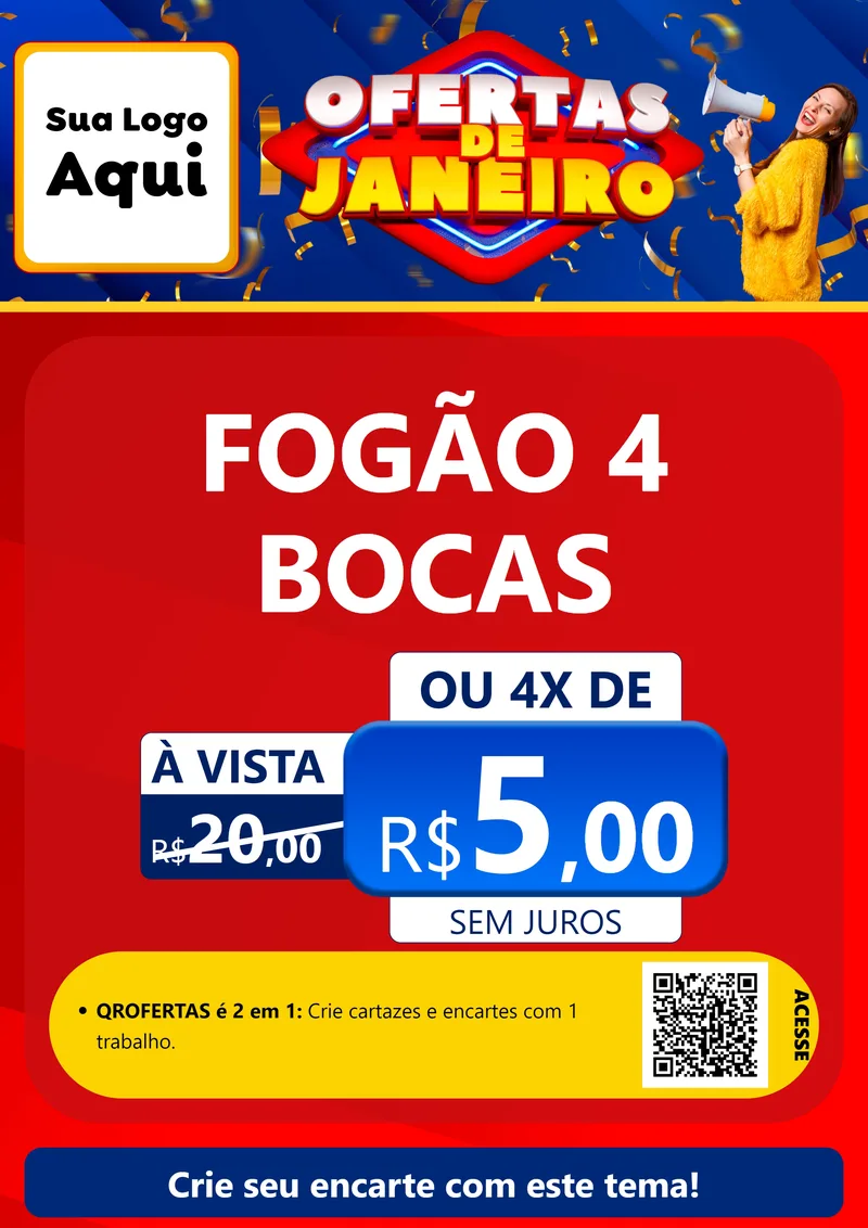 Modelo de Cartaz para Cartaz A4 Vertical com o tema Ofertas de Janeiro para Móveis e Eletro