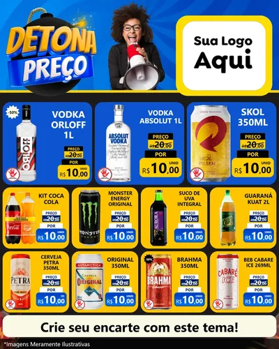 Modelo de Rede Social para Feed Instagram com o tema Detona Preços para Distribuidora de bebidas