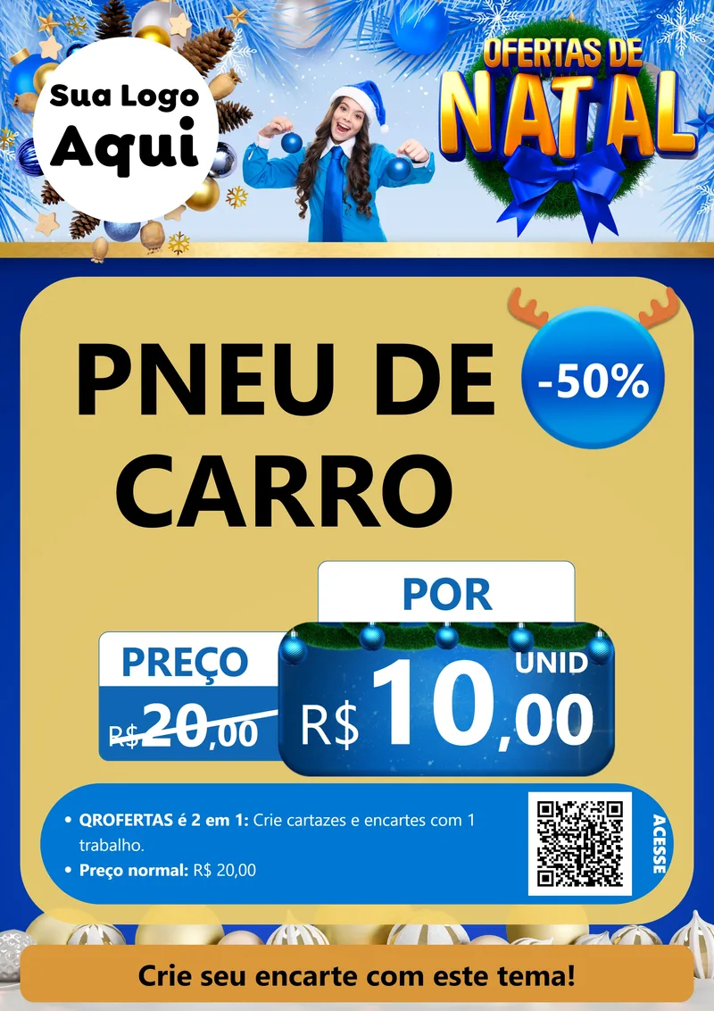 Modelo de Cartaz para Cartaz A4 Vertical com o tema Ofertas de Natal para Auto peças