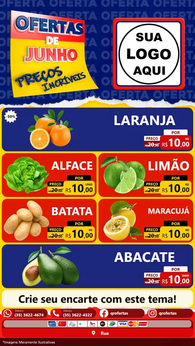 Modelo de TV para TV Vertical com o tema Ofertas de Junho - Preços Incríveis para Hortifrúti