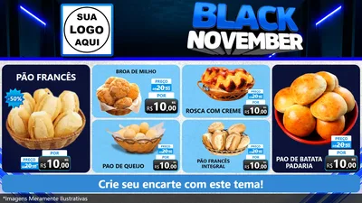 Modelo de TV para TV Horizontal com o tema Black November para Padaria