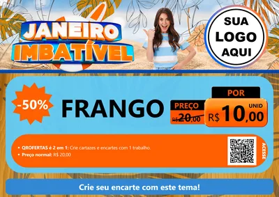 Modelo de Cartaz para Cartaz A4 Horizontal com o tema Janeiro Imbatível para Assados
