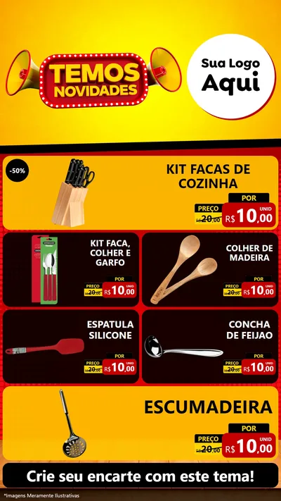 Modelo de TV para TV Vertical com o tema Temos Novidades para Utilidades Domésticas