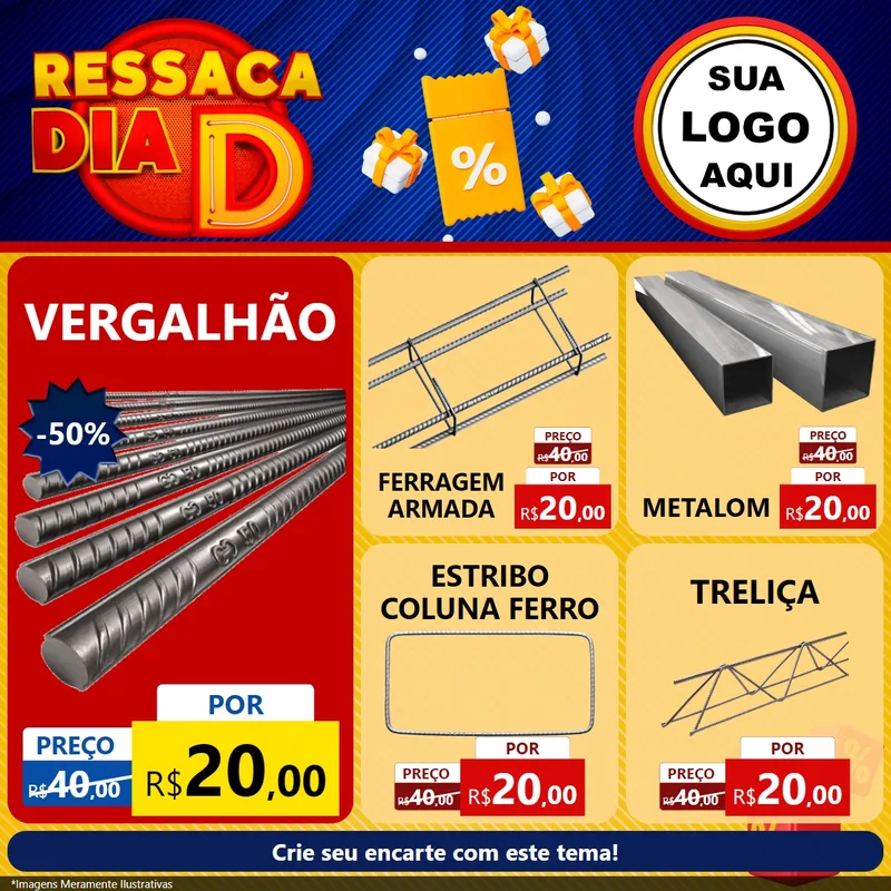 Modelo de Rede Social para Feed Facebook com o tema Ressaca Dia D para Ferragens