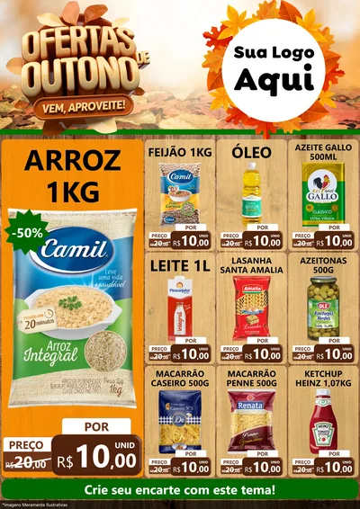 Modelo de Encarte para Encarte A4 Vertical com o tema Ofertas de Outono - Vem, Aproveite! para Supermercado