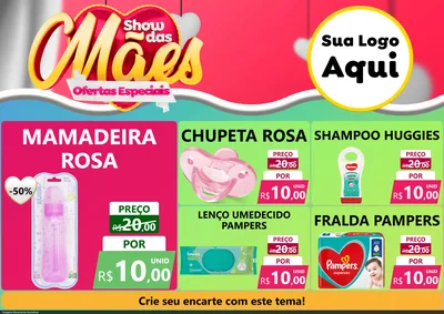 Modelo de Encarte para Encarte A4 Horizontal com o tema Show das Mães - Ofertas Especiais para Bebês